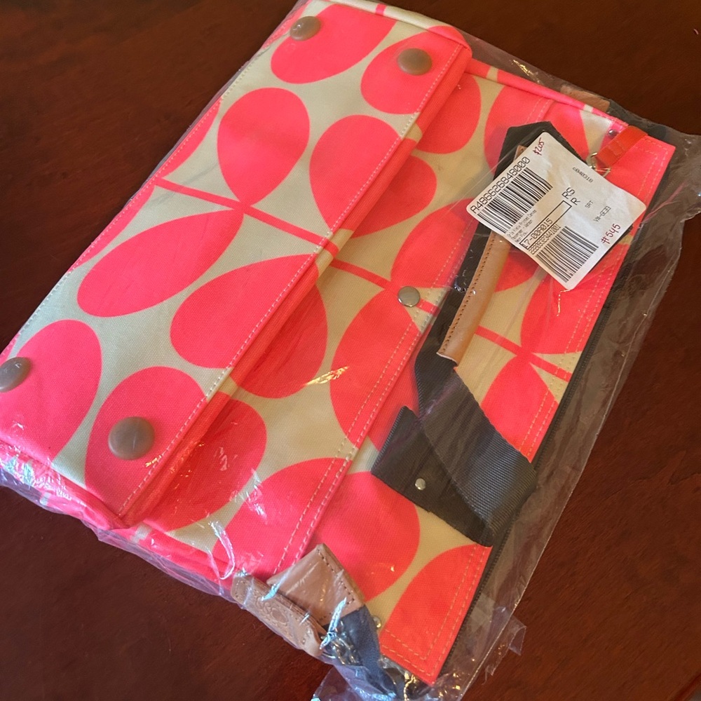 Orla Kiely Colorful Tote Bag with Fuchsia and Beige Design. New in bag!